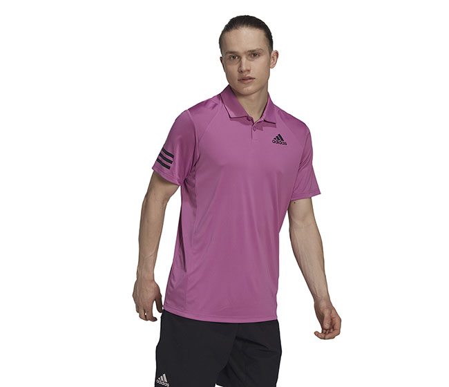 adidas Club 3 Stripe Polo (M) (Pink)
