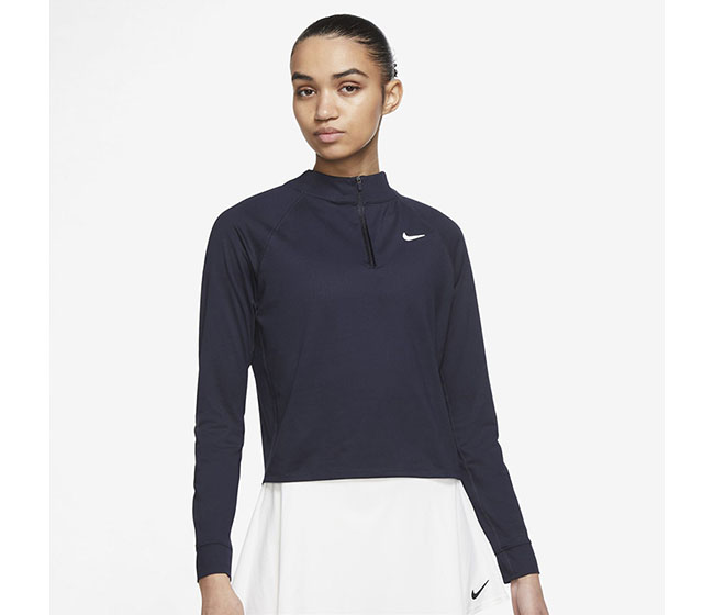 Nike Court DriFit Victory Long Sleeve Half-Zip Top (W) (Navy)
