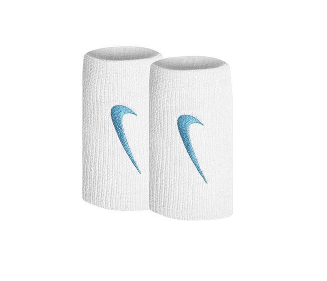 Nike Tennis Premier Double Wristbands (2x) (White/Blue)