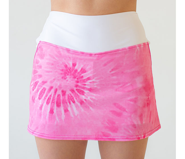 Faye+Florie Pink Sunburst Print Jean Skirt (W) (Pink)