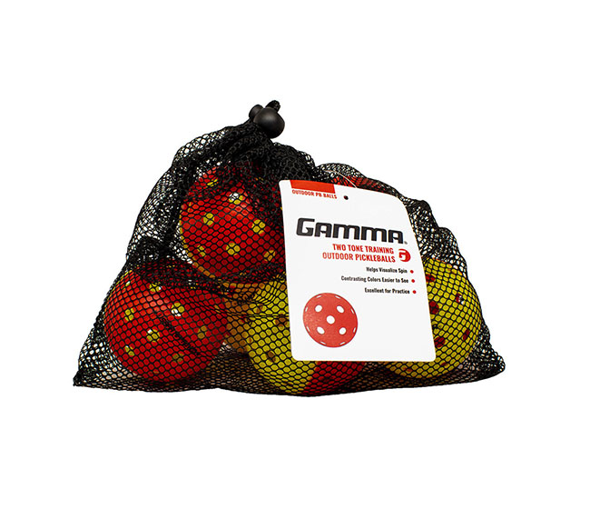 Gamma Two Tone Outdoor Training Pickleball (12x) (Yellow/Red)