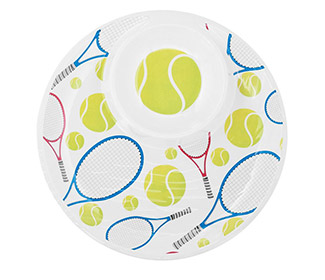 Tennis Melamine 14" Chip & Dip Platter