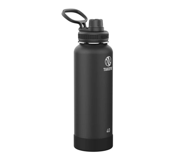 Takeya Pickleball Insulated Water Bottle w/Spout Lid (40oz) (Black)